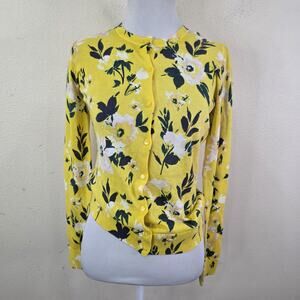 Ann Taylor Factory 100% Cotton Floral Button Down Cardigan Sweater Size XS